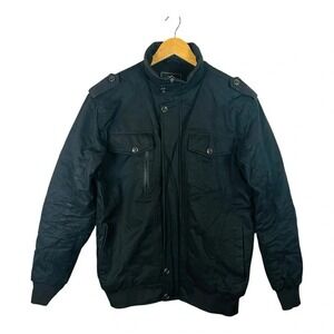 Outdoor Jacket Bomber Field Mens Small Black Faux Fur Lined Cotton Tactical Coat